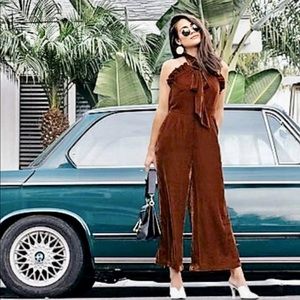 Anthropologie Velvet Halter Jumpsuit Size Small